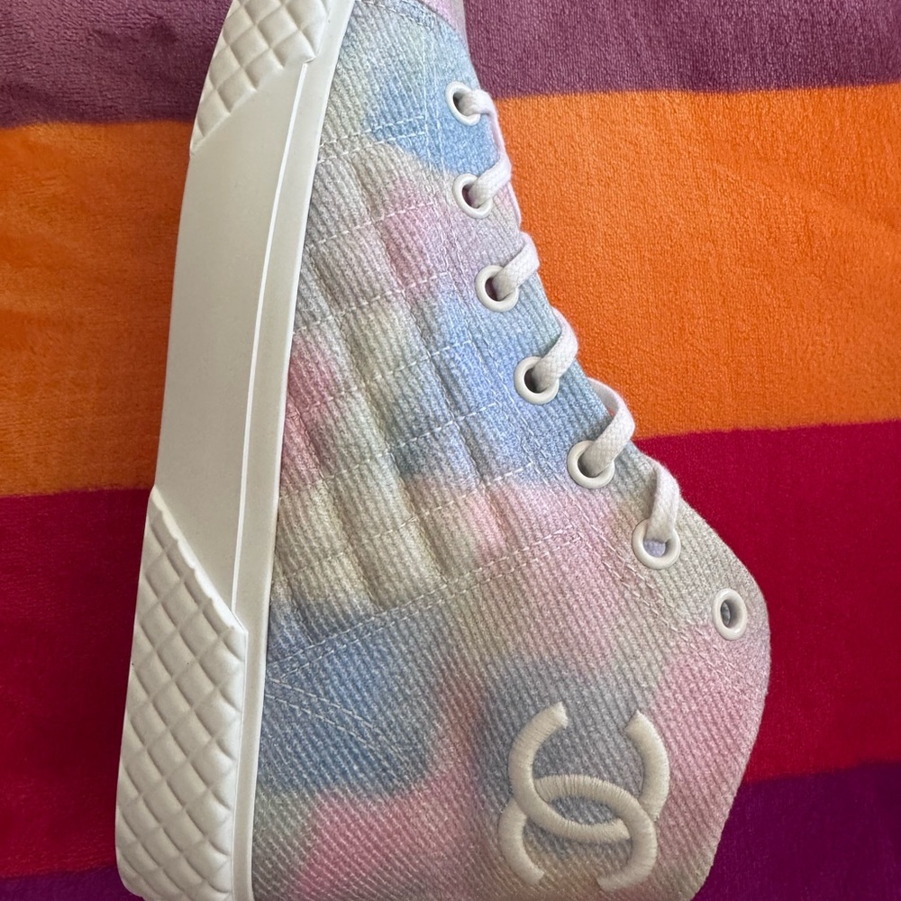 CHANEL High-Top Sneakers in Pastel Hues